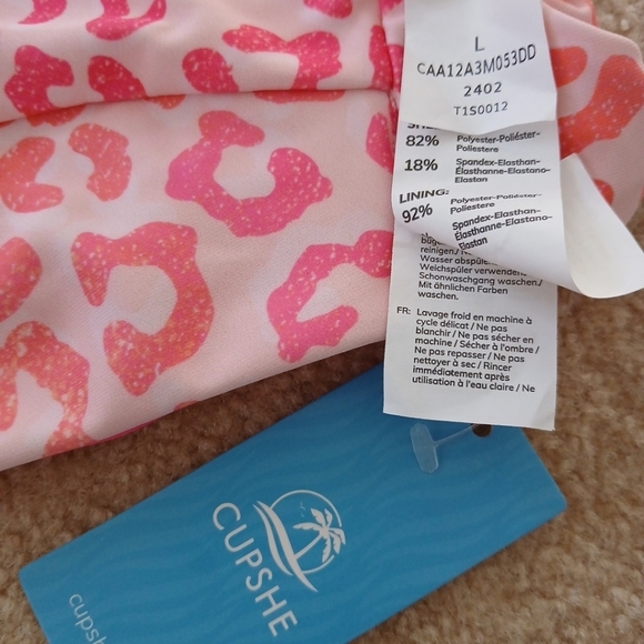 Cupshe Swim Bikini Reversible Pink Leopard Criss Cross Size M Bottom/L Top  FL - Picture 4 of 7